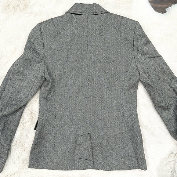 Vintage J.Crew Herringbone 100% Wool Blazer Black White size 6 - Picture 8 of 8